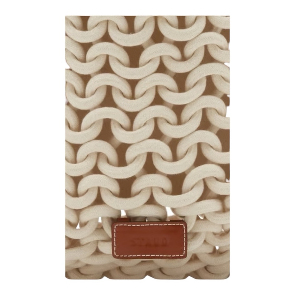 STAUD Corda Cream and Brown Leather-trimmed Rope Bag - Picture 9 of 11